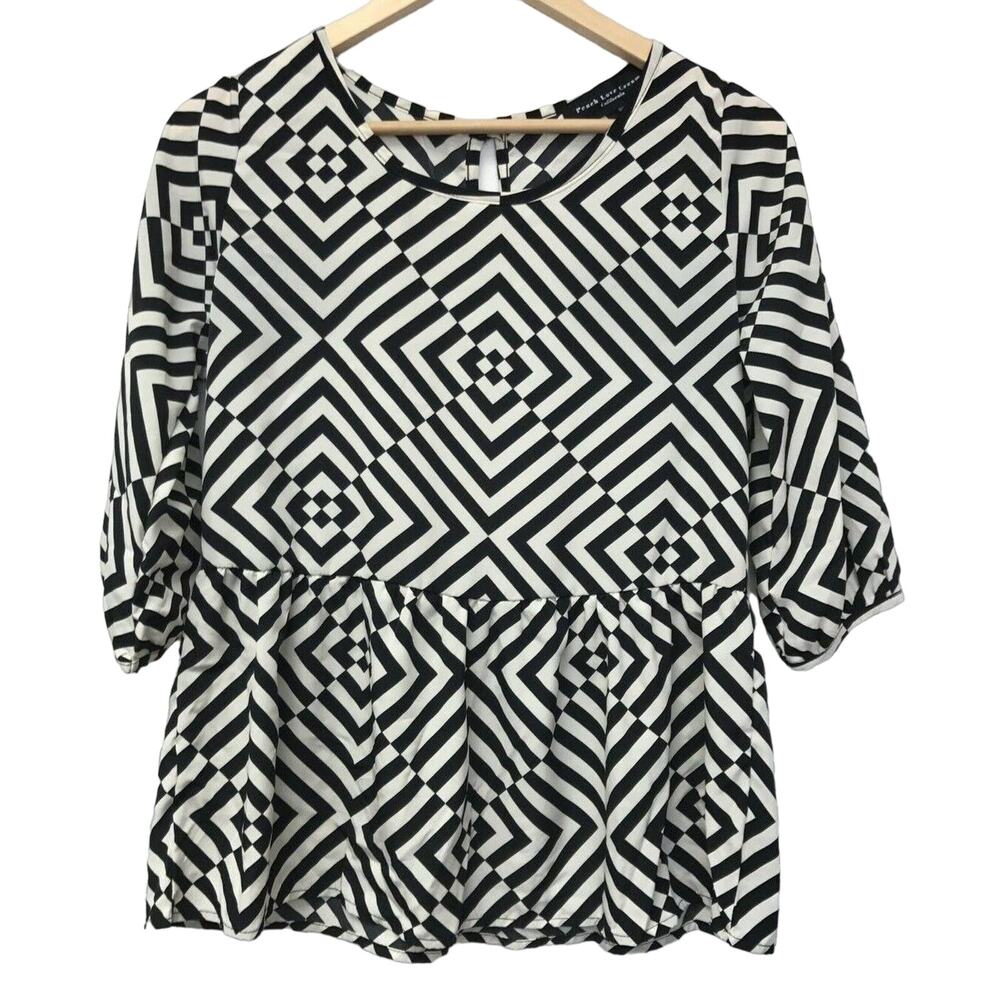 Peach Love Cream Top Womens Small White Black